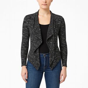 BNCI by Blanc Noir Women's grey open cardigan asymmetrical size S casual preppy